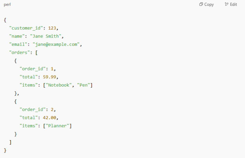 中小型企业数据库软件 JSON 示例
